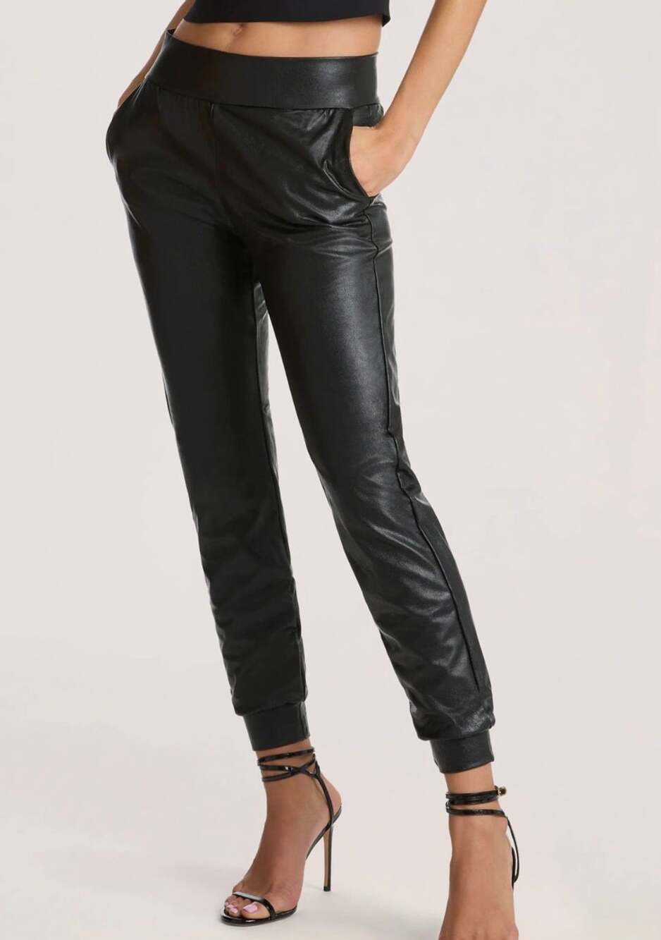 Commando Faux Leather Jogger Pants Size Medium Black